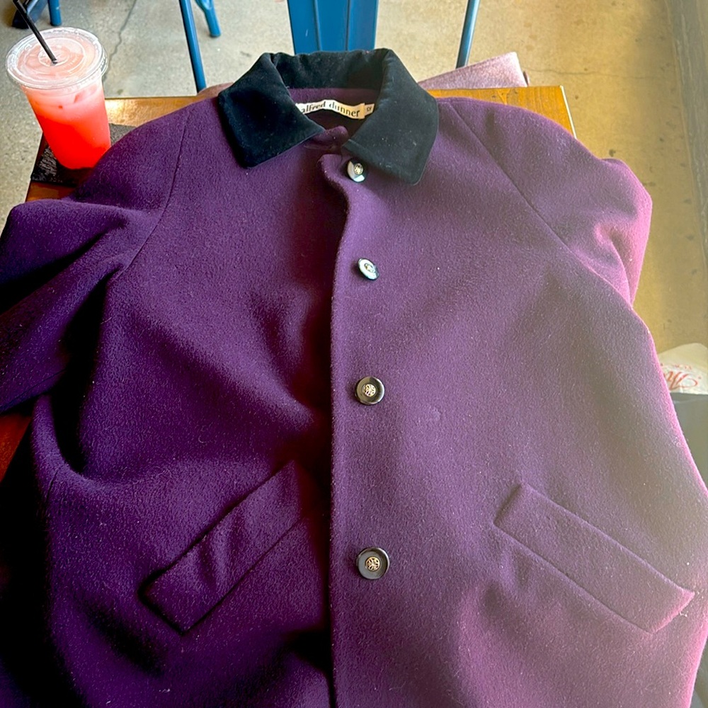 A pre owned Alfred Dunner, vintage, purple wool coat.